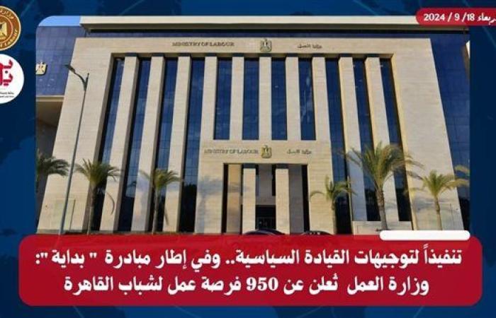 وزارة العمل  تُعلن عن 950 فرصة عمل لشباب القاهرة